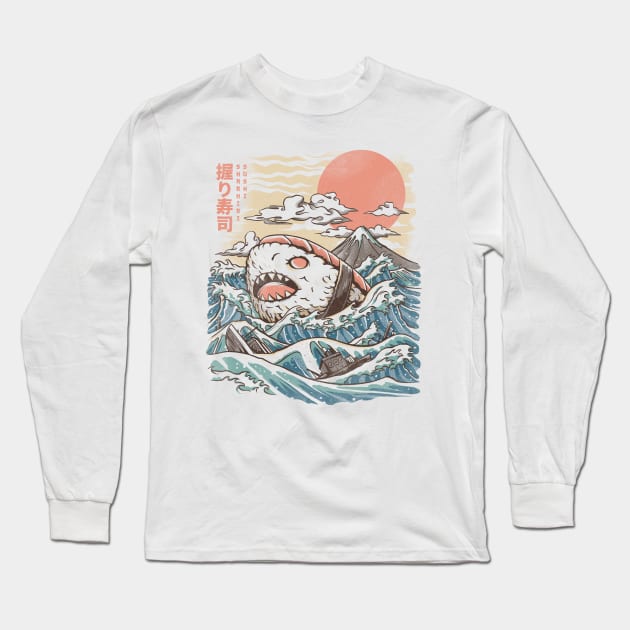 Sharkiri Sushi Long Sleeve T-Shirt by Ilustrata